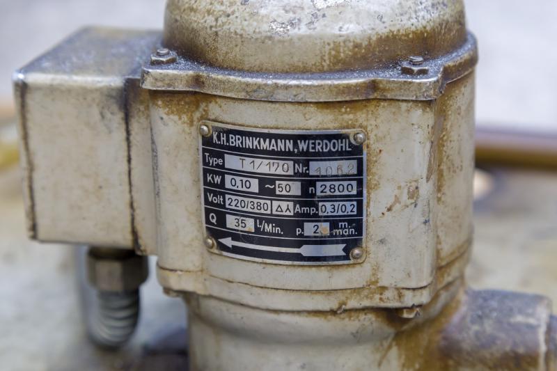 K.H. Brinkmann coolant pump nameplate